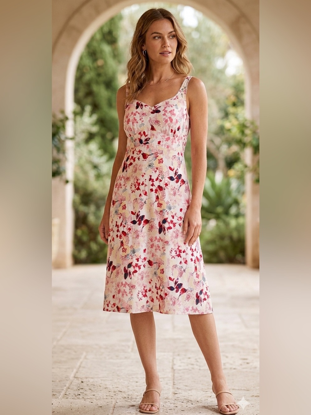 Linen Sun Dress with Built In Bra | Slip Dress Size Large